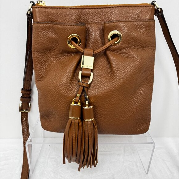 Michael Kors Brown Pebbled Leather Crossbody Shoulder Bag Magnetic Closure READ - Picture 1 of 16